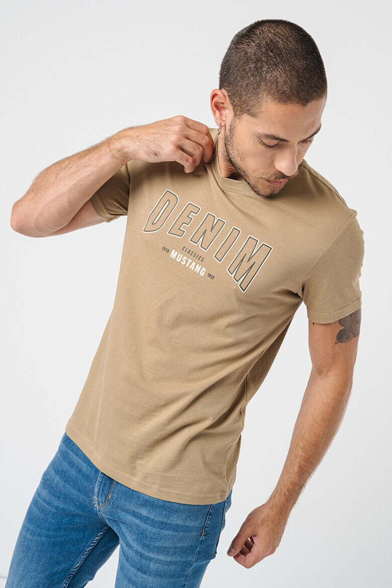 Mustang Tricou de bumbac cu decolteu la baza gatului - Pled.ro