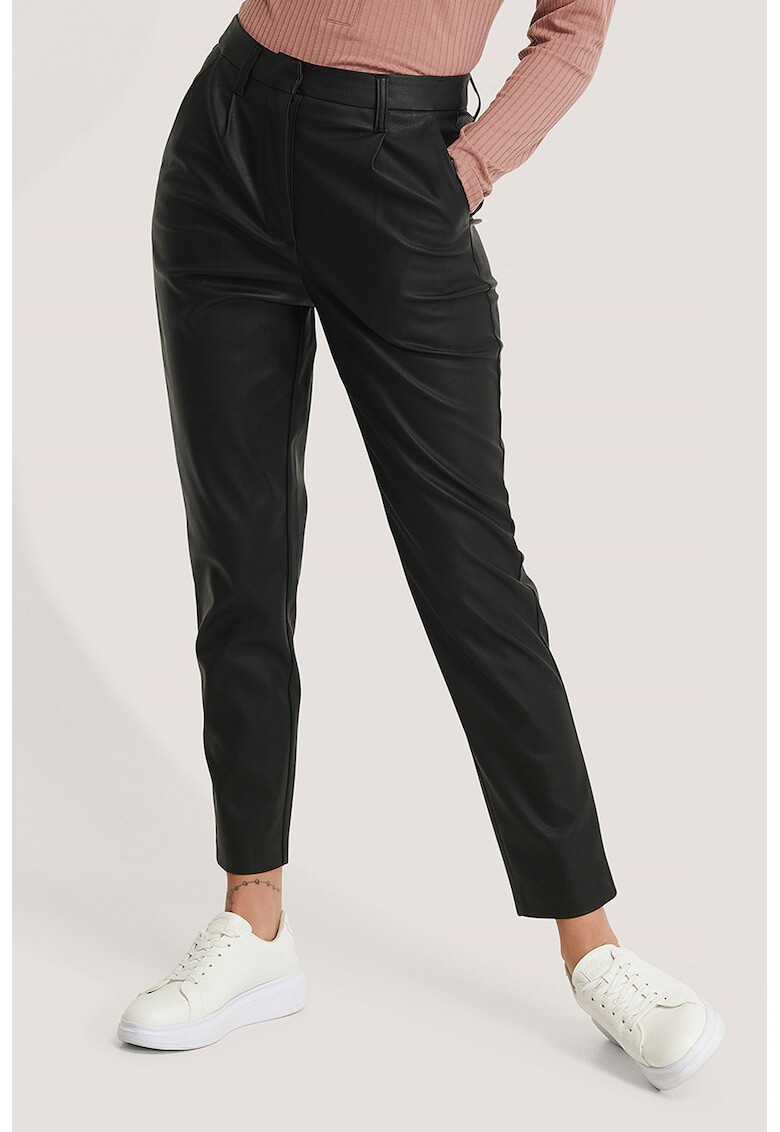 NA-KD Pantaloni crop conici din piele ecologica - Pled.ro