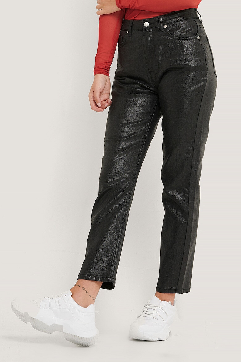 NA-KD Pantaloni crop cu aspect peliculizat - Pled.ro