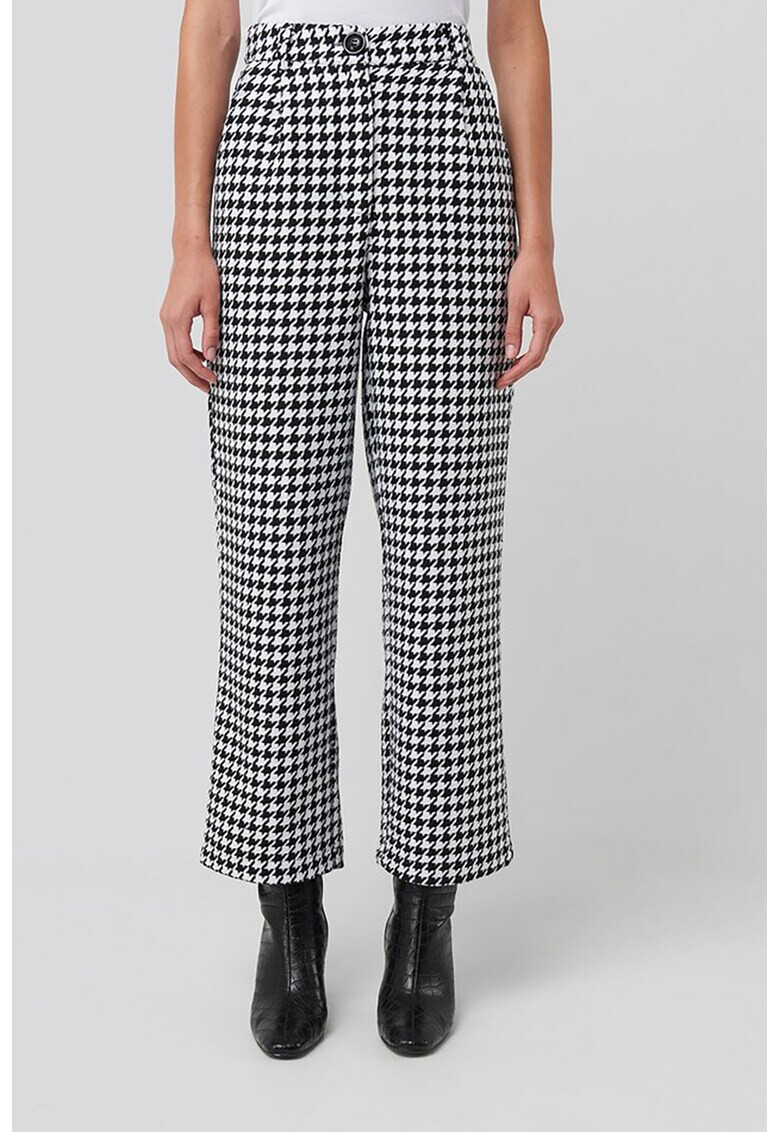 NA-KD Pantaloni cu talie inalta si model houndstooth - Pled.ro