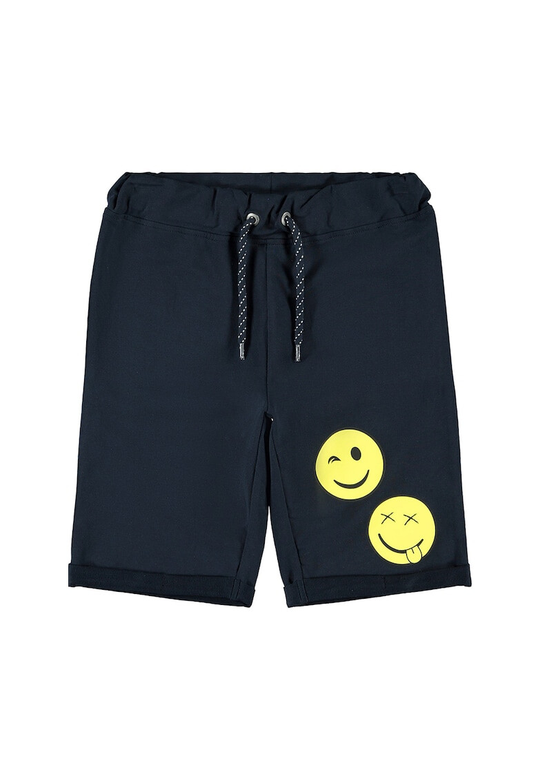 NAME IT Bermude sport din amestec de bumbac organic cu imprimeu Smiley - Pled.ro