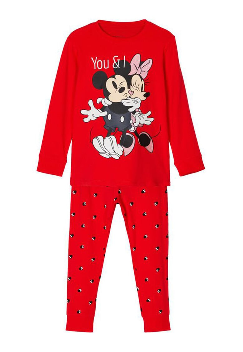 NAME IT Pijama din amestec de bumbac organic cu imprimeu Mickey si Minnie Mouse - Pled.ro