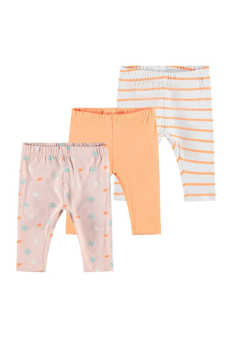 NAME IT Set de pijamale din bumbac organic 3 piese fete Oranj pal/gri deschis - Pled.ro