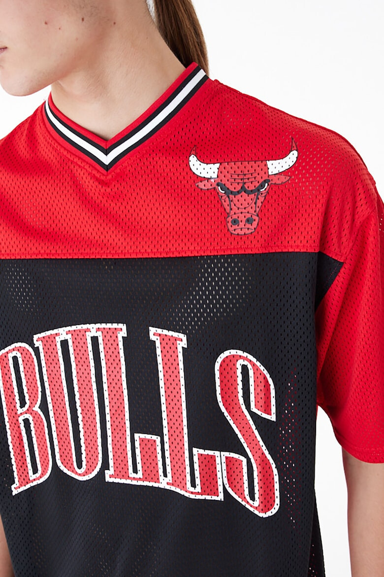 New Era Tricou cu decolteu in V si imprimeu logo Chicago Bulls Rosu Negru - Pled.ro