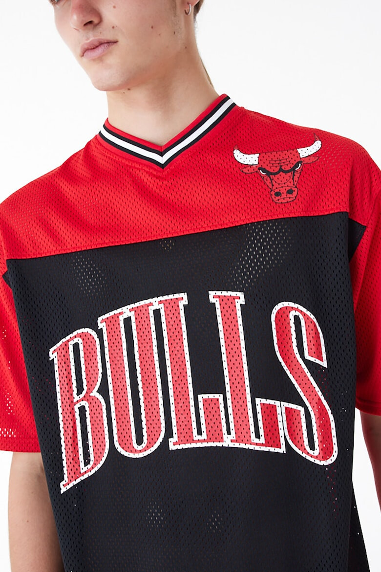 New Era Tricou cu decolteu in V si imprimeu logo Chicago Bulls Rosu Negru - Pled.ro