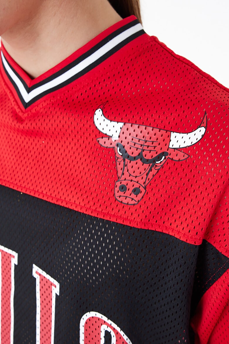 New Era Tricou cu decolteu in V si imprimeu logo Chicago Bulls Rosu Negru - Pled.ro