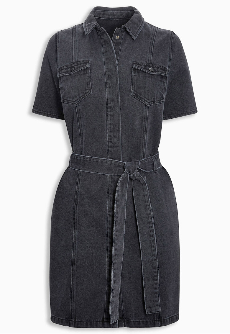 NEXT Rochie tip camasa neagra din denim cu cordon - Pled.ro