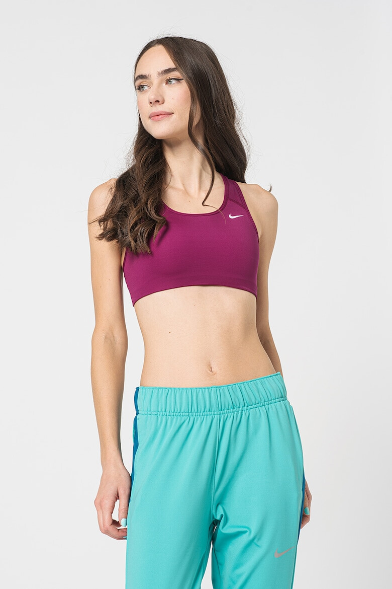 Nike Bustiera cu suport mediu si decupaj racerback pentru fitness Swoosh - Pled.ro