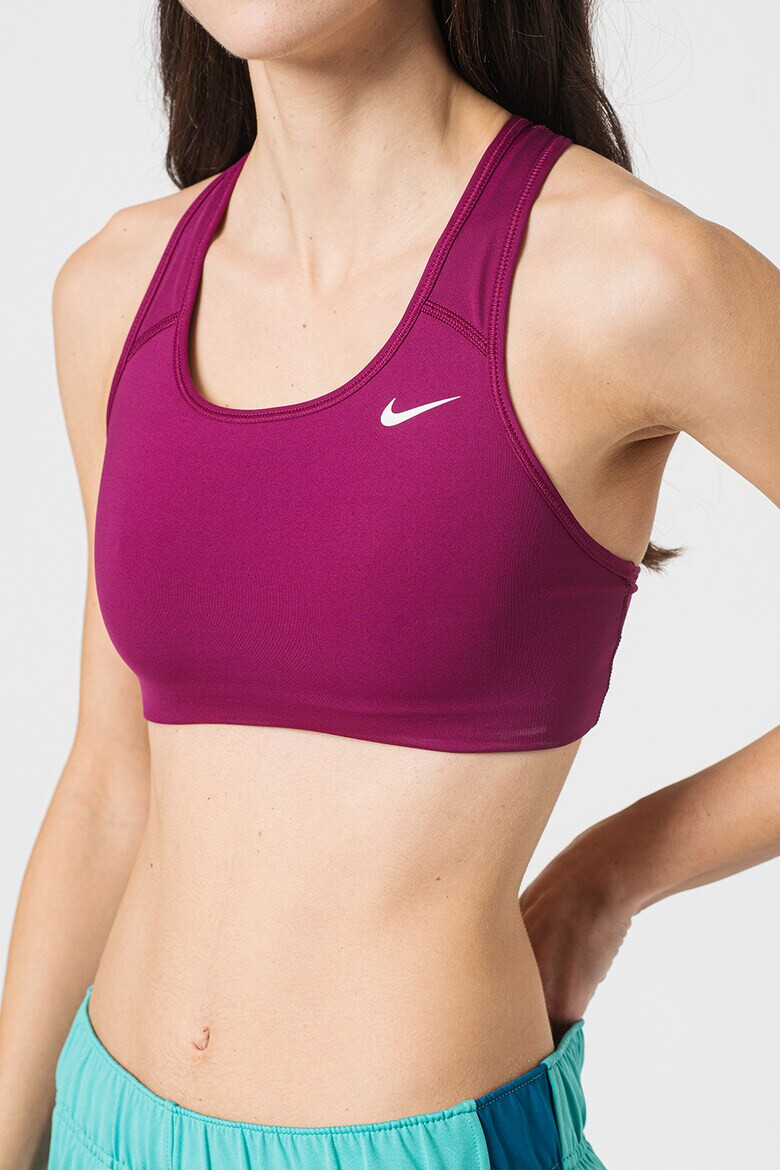 Nike Bustiera cu suport mediu si decupaj racerback pentru fitness Swoosh - Pled.ro