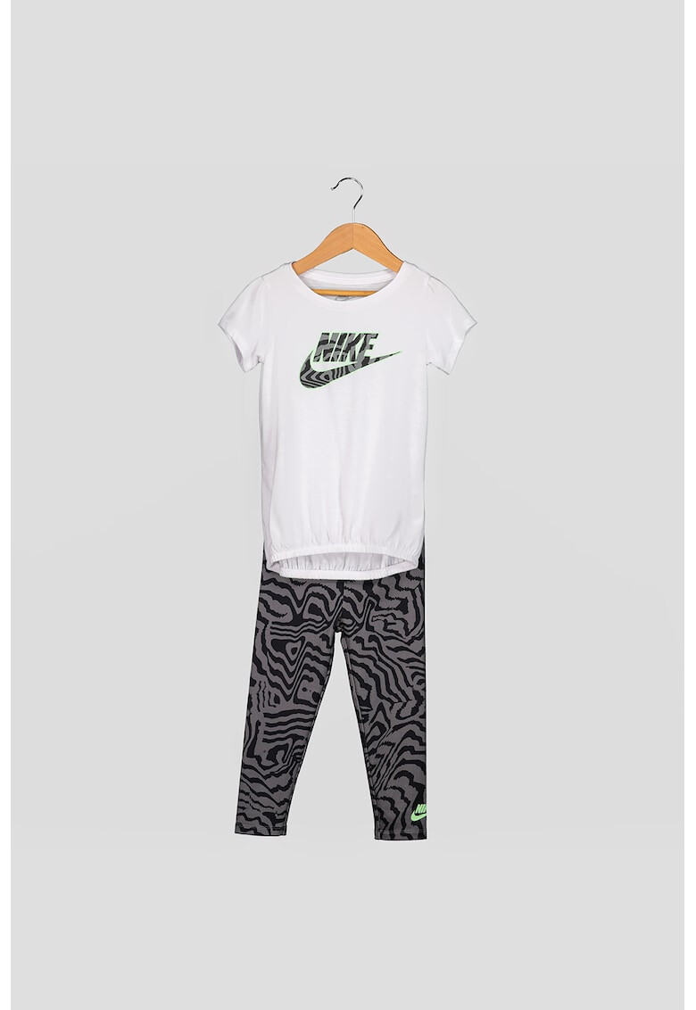 Nike Set de colanti cu imprimeu si tricou logo - 2 piese Alb/Negru/Gri antracit - Pled.ro