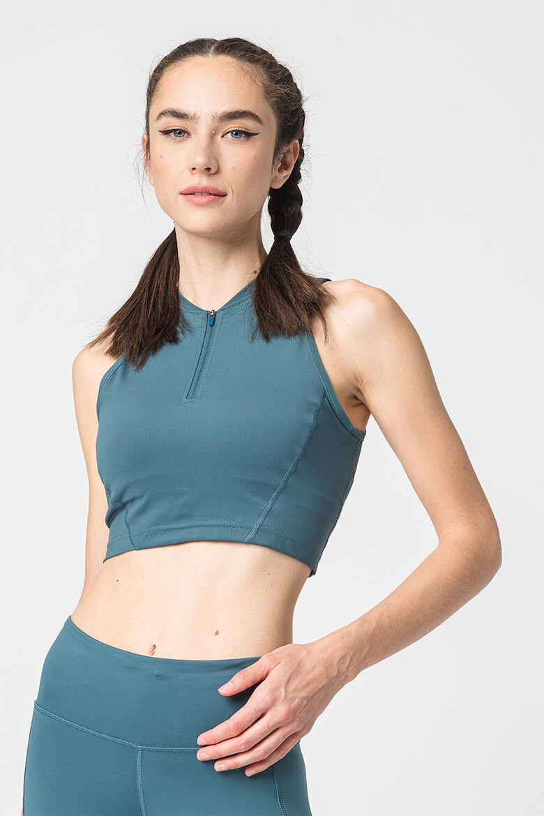 Nike Top crop cu tehnologie Dri-Fit si fenta cu fermoar pentru fitness Pro - Pled.ro