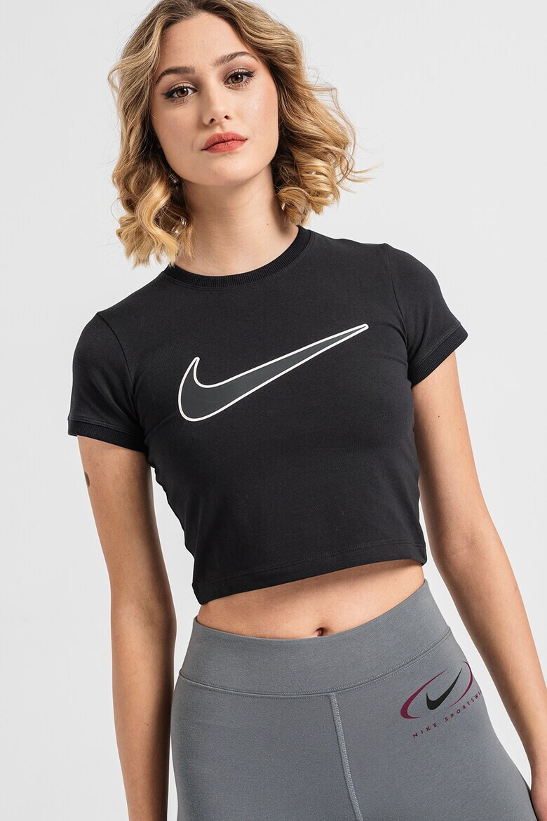 Nike Tricou crop cu imprimeu logo - Pled.ro