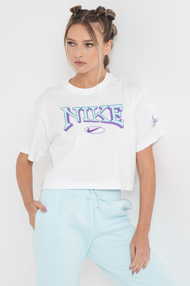 Nike Tricou crop cu imprimeu logo - Pled.ro