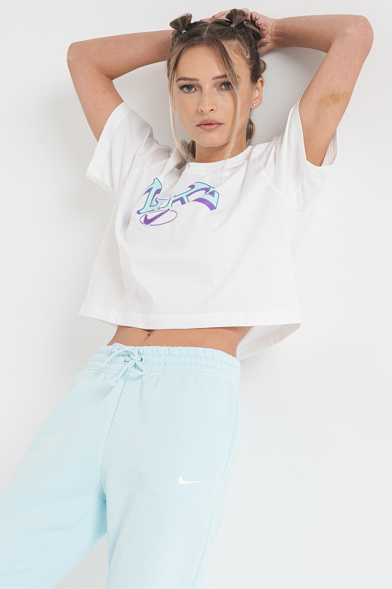 Nike Tricou crop cu imprimeu logo - Pled.ro