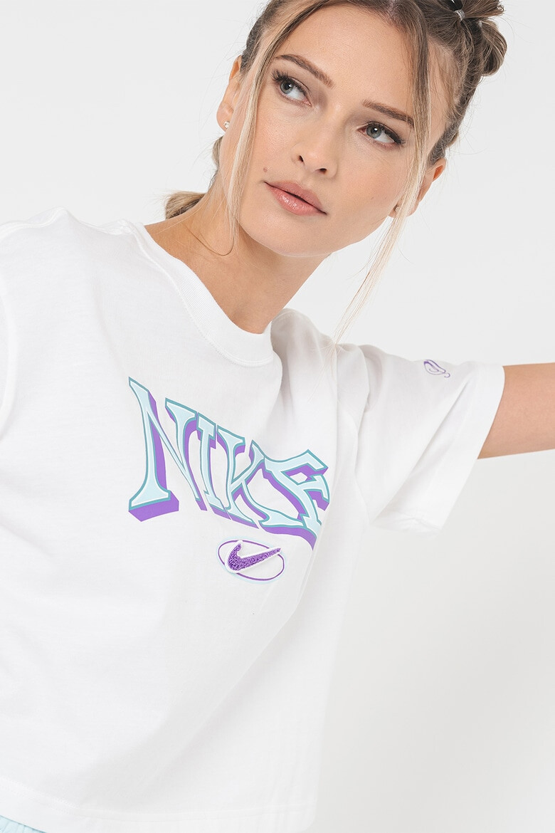 Nike Tricou crop cu imprimeu logo - Pled.ro