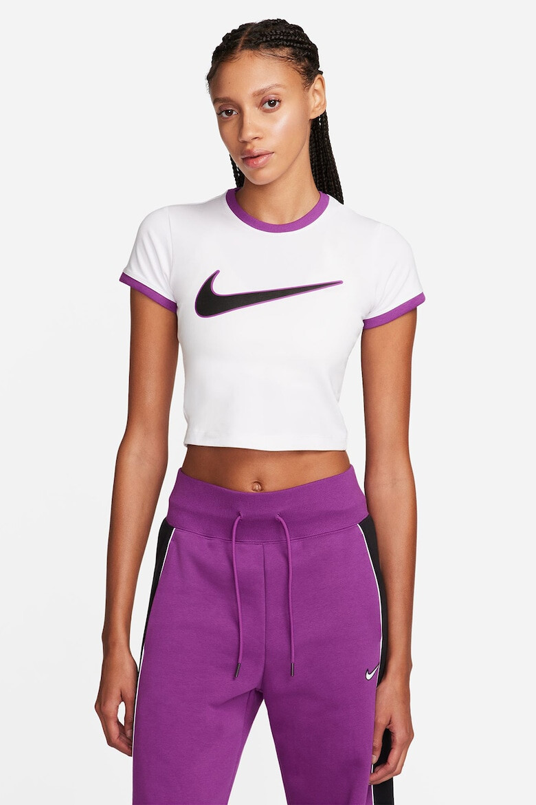 Nike Tricou crop cu imprimeu logo - Pled.ro