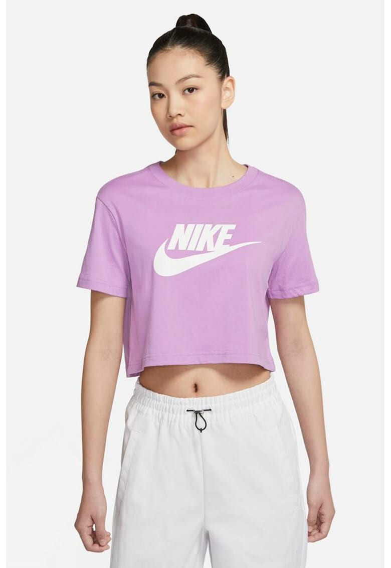 Nike Tricou crop de bumbac cu imprimeu logo Essentials - Pled.ro