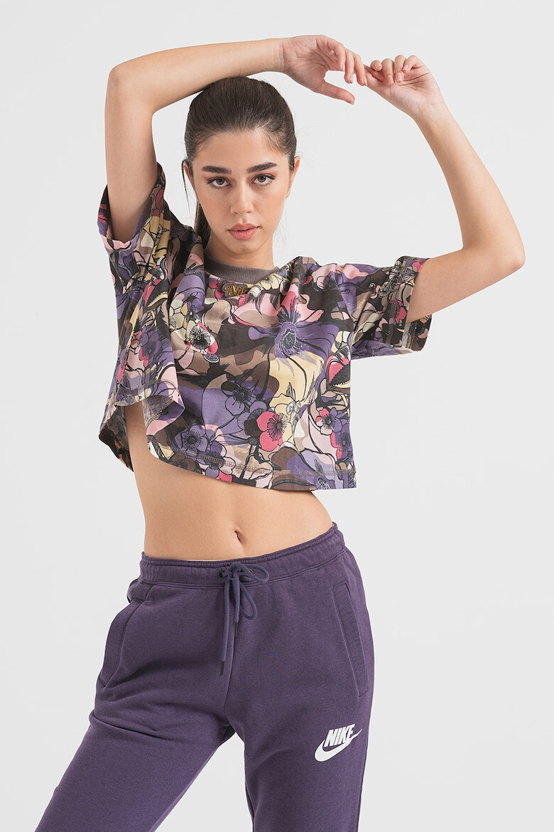 Nike Tricou crop cu model floral - Pled.ro