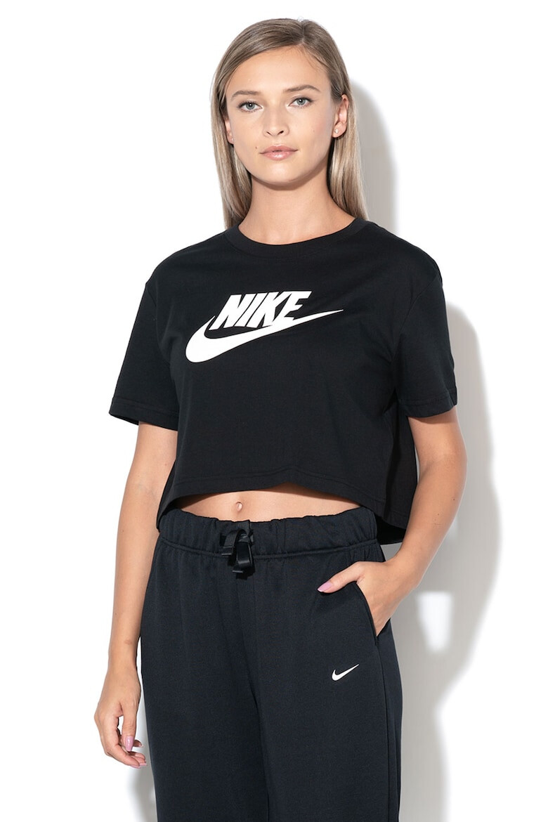 Nike Tricou crop de bumbac cu imprimeu logo Essentials - Pled.ro