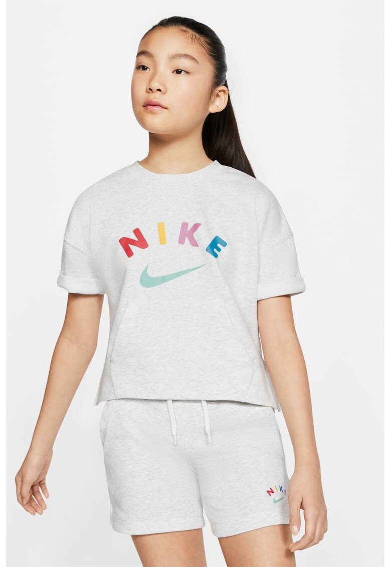 Nike Tricou cu imprimeu logo si buzunar kangaroo - Pled.ro