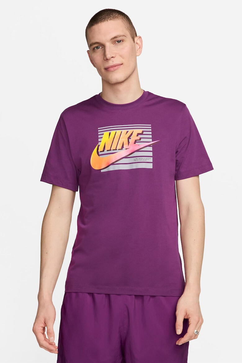 Nike Tricou cu imprimeu logo si decolteu la baza gatului Futura - Pled.ro