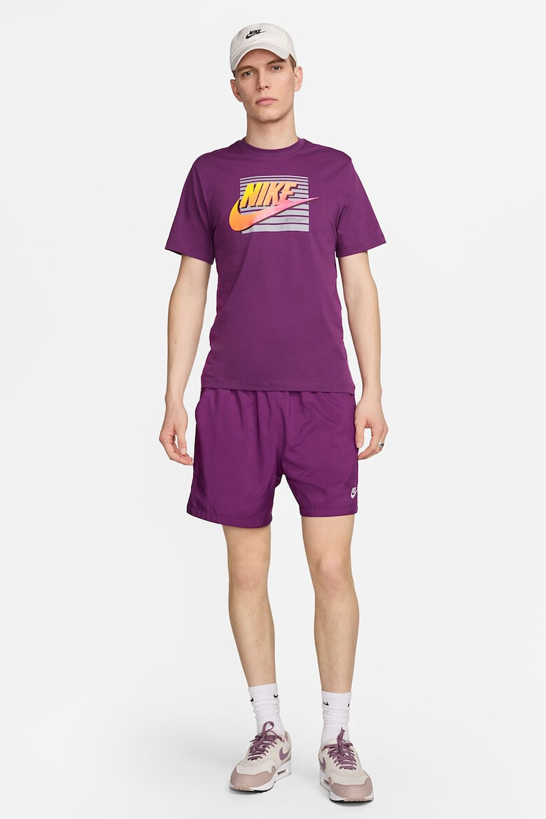 Nike Tricou cu imprimeu logo si decolteu la baza gatului Futura - Pled.ro