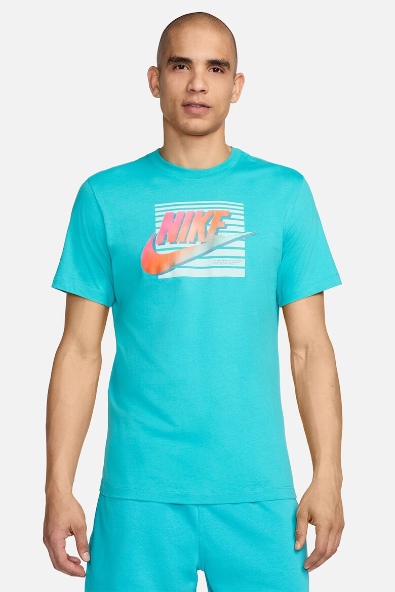 Nike Tricou cu imprimeu logo si decolteu la baza gatului Futura - Pled.ro