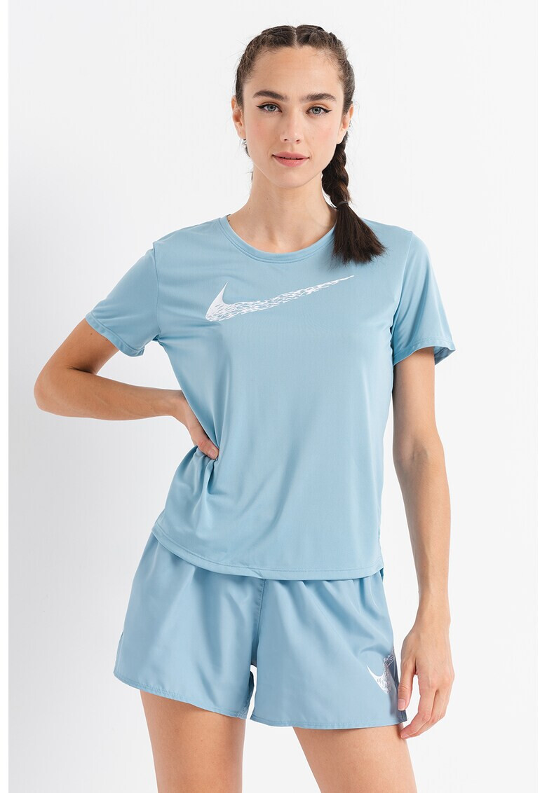 Nike Tricou cu terminatie asimetrica si tehnologie Dri-Fit pentru alergare Swoosh - Pled.ro