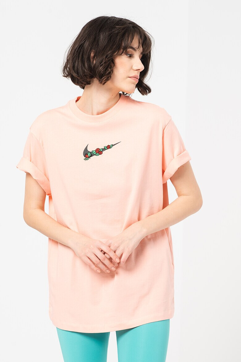 Nike Tricou lejer de bumbac cu broderie florala pe piept - Pled.ro