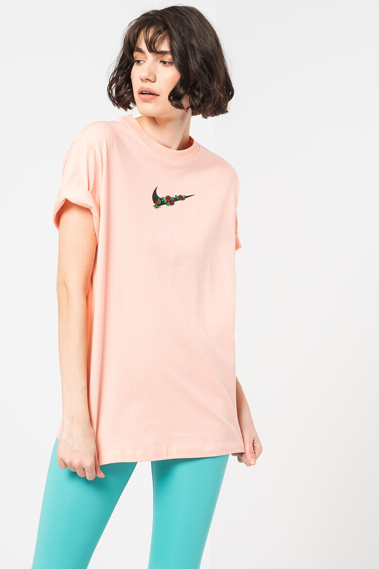 Nike Tricou lejer de bumbac cu broderie florala pe piept - Pled.ro