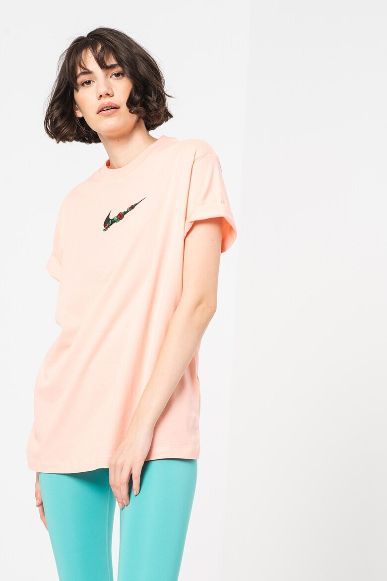 Nike Tricou lejer de bumbac cu broderie florala pe piept - Pled.ro