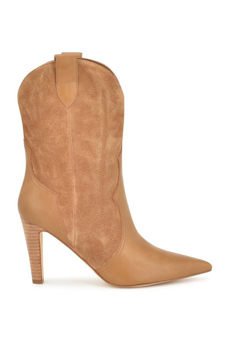 NINE WEST Cizme mid-calf cowboy de piele si piele intoarsa Alama - Pled.ro