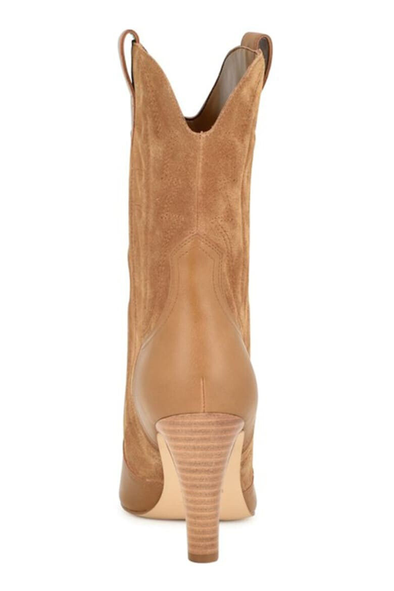 NINE WEST Cizme mid-calf cowboy de piele si piele intoarsa Alama - Pled.ro