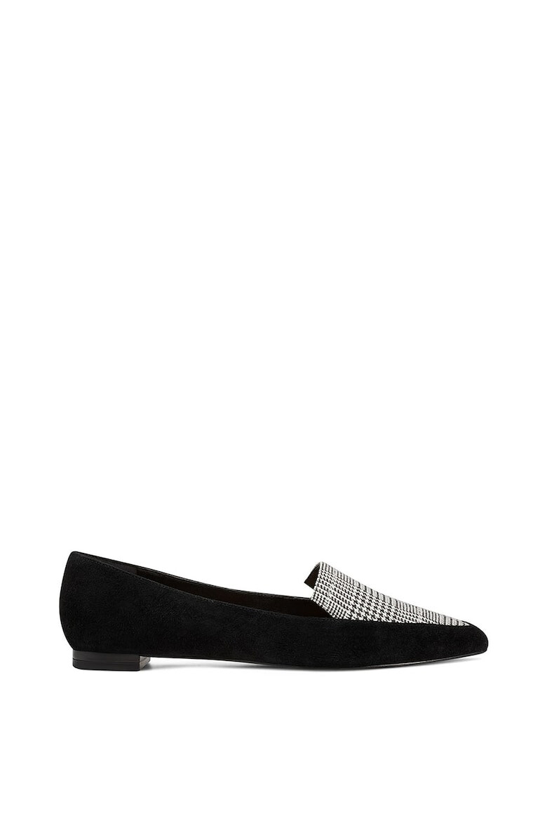 NINE WEST Pantofi loafer de piele intoarsa cu garnitura houndstooth Abay - Pled.ro