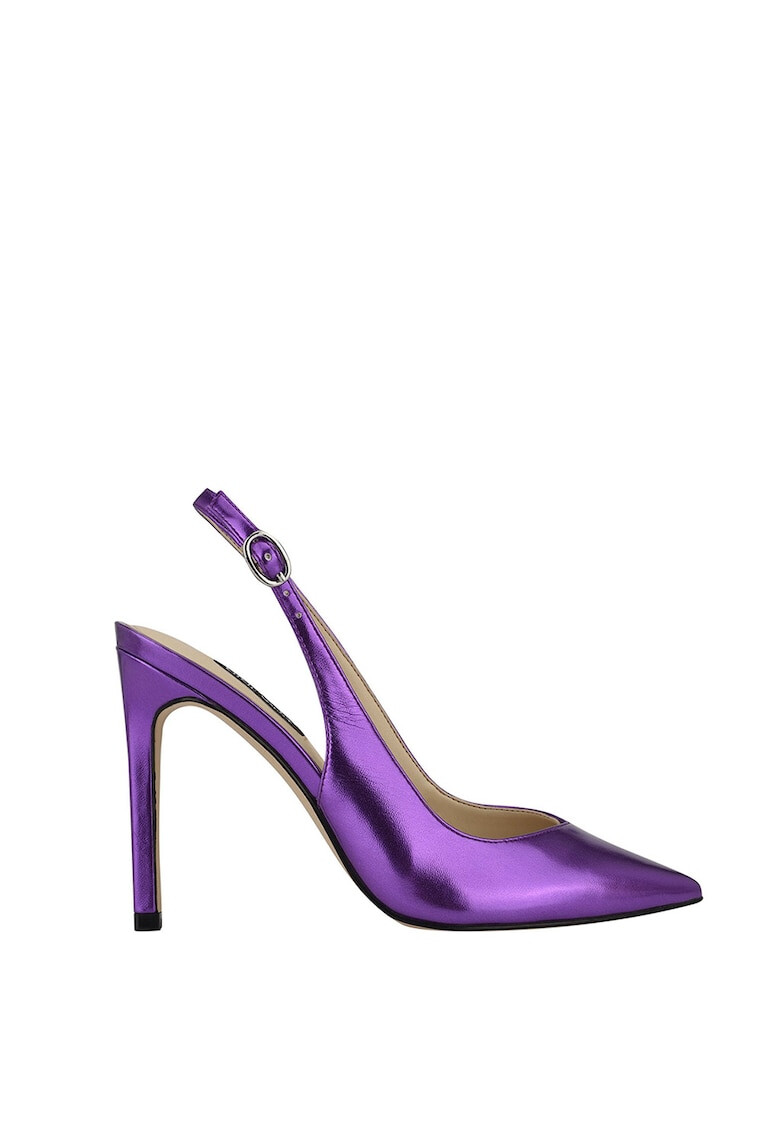 NINE WEST Pantofi slingback din piele cu aspect metalic si varf ascutit Tina - Pled.ro