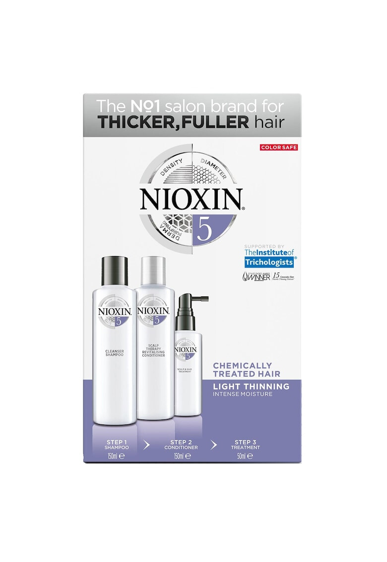 Nioxin Kit impotriva caderii parului System 5: Sampon 150 ml + Balsam 150 ml + Tratament leave-in 50 ml - Pled.ro