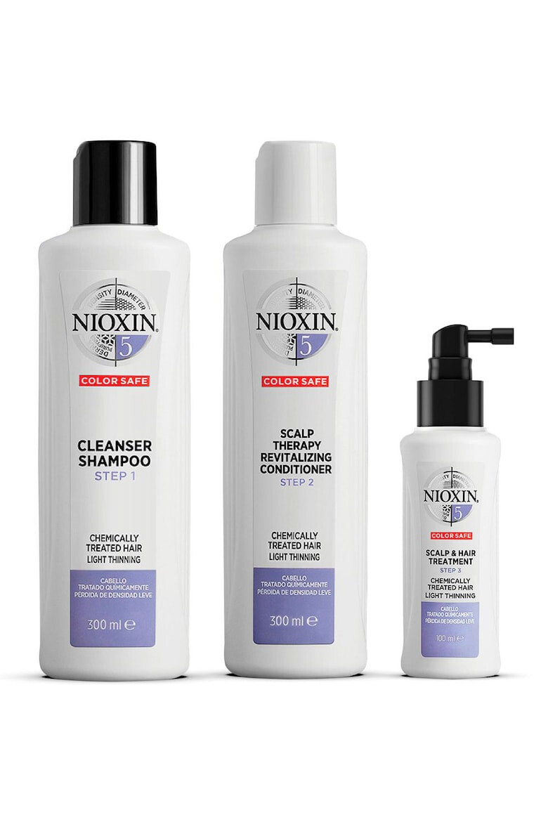 Nioxin Kit impotriva caderii parului tratat chimic sau decolorat System 5 300 ml+300 ml+100 ml - Pled.ro