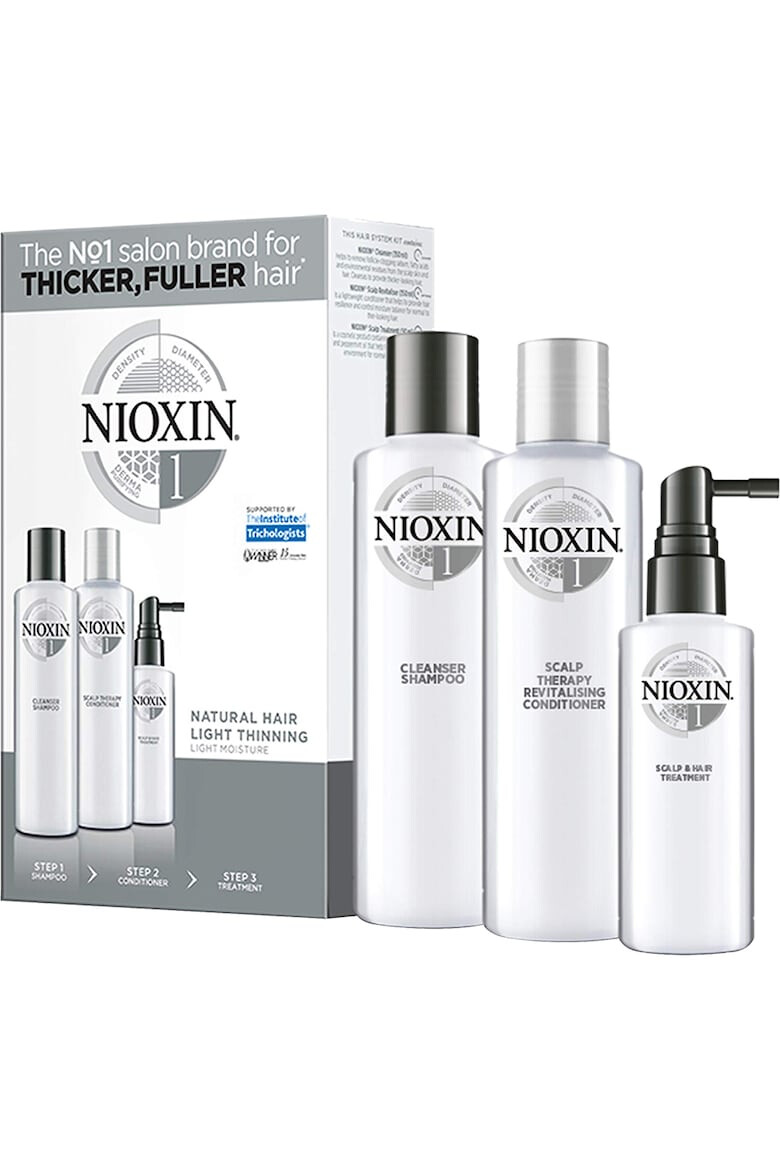 Nioxin Set System Kit 1 pentru par si scalp Sampon 150 ml Balsam 150 ml Tratament pentru scalp 50 ml Unisex - Pled.ro