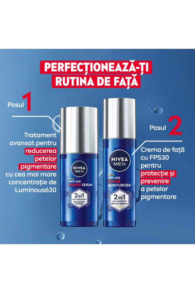 Nivea Men Crema de fata Anti-Age Power 2in1 cu Acid Hialuronic si Luminous630 50 ml - Pled.ro