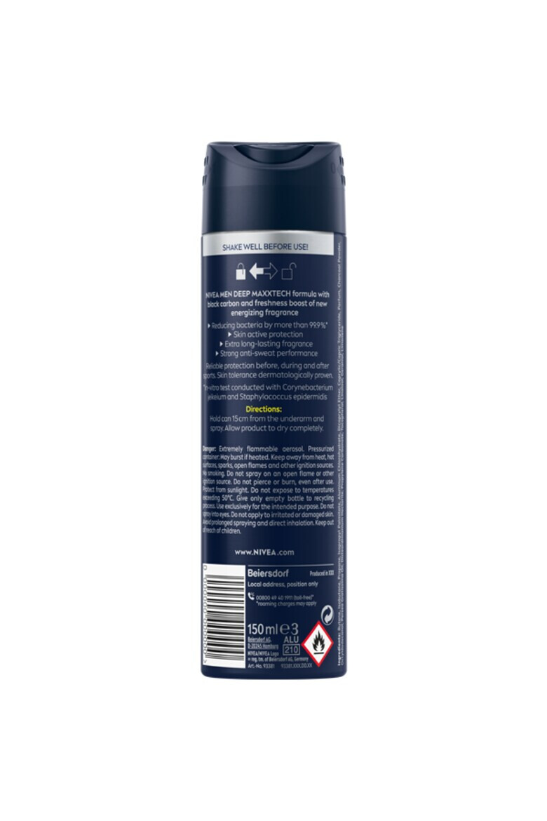 Nivea Men Deodorant spray Deep Sport cu formula Maxxtech si actiune 72 ore 150 ml - Pled.ro