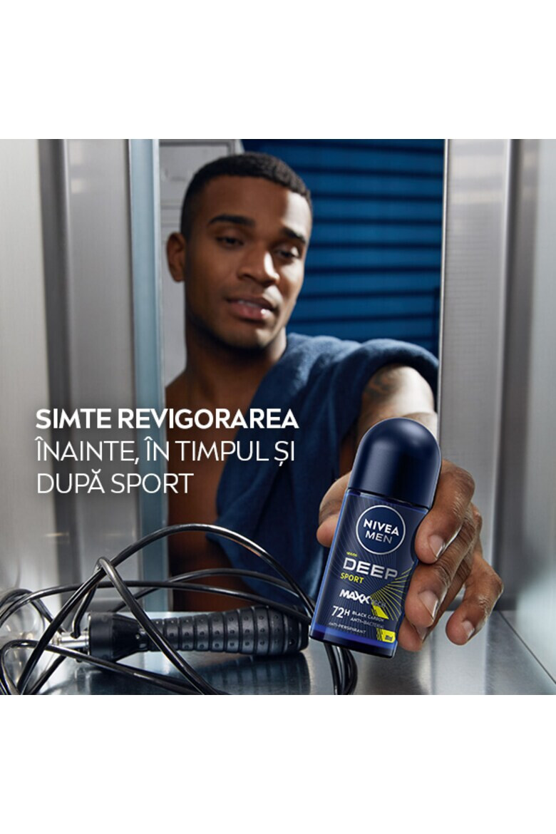 Nivea Men Deodorant roll-on Deep Sport cu formula Maxxtech si actiune 72 ore 50 ml - Pled.ro