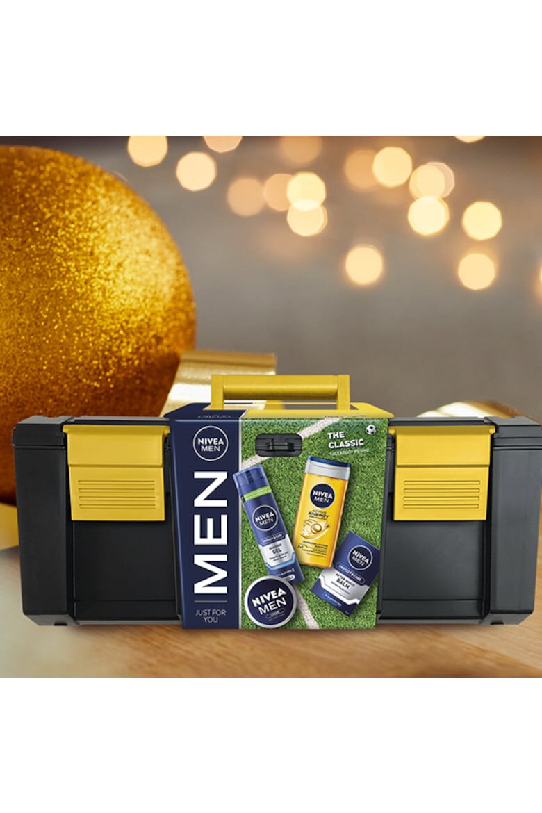 Nivea Men Set Toolbox Classic: Crema Creme 75 ml + Gel pentru ras Protect & Care 200 ml + Balsam dupa ras Protect & Care 100 ml + Gel de dus Active Energy 250 ml - Pled.ro