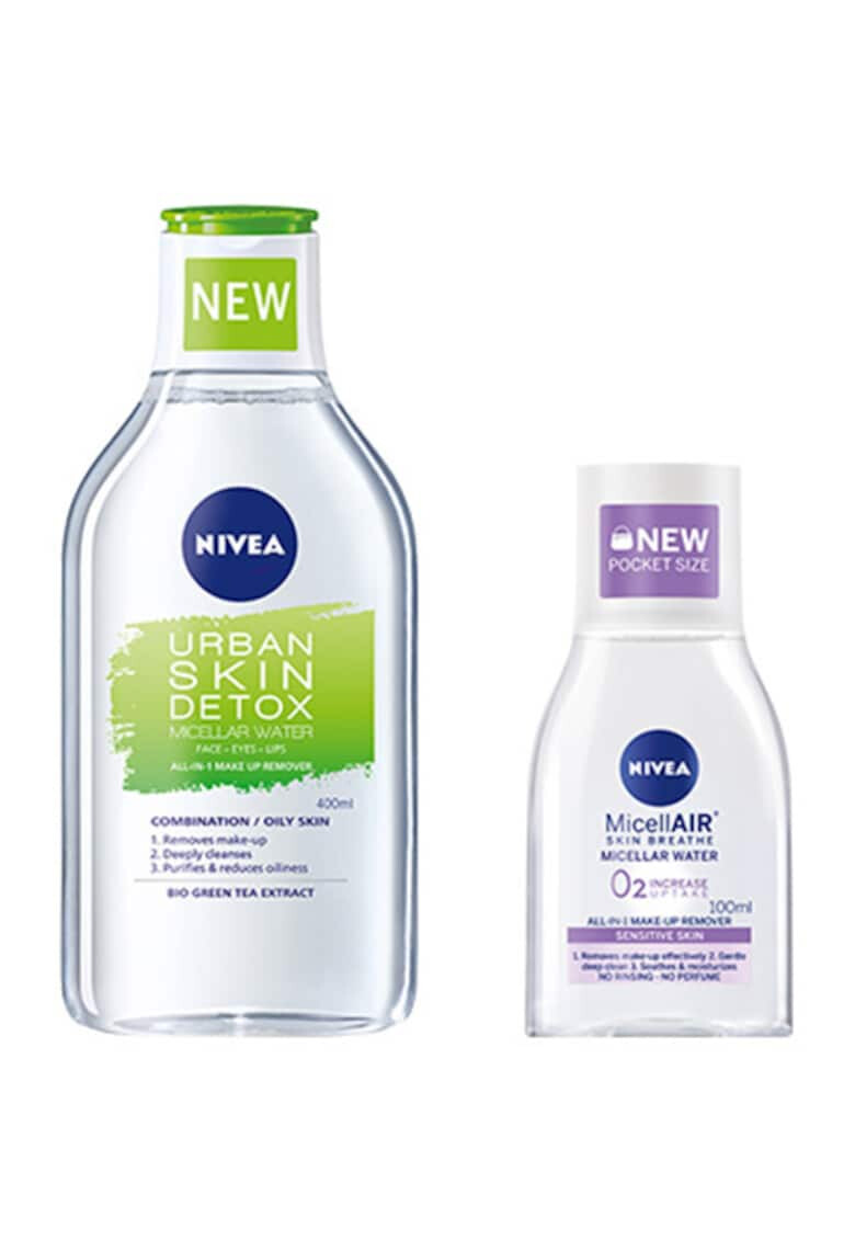 Nivea Pachet : Apa micelara Urban Skin Detox pentru ten mixt si gras 400 ml + Apa micelara Micellair pentru ten sensibil 100 ml - Pled.ro