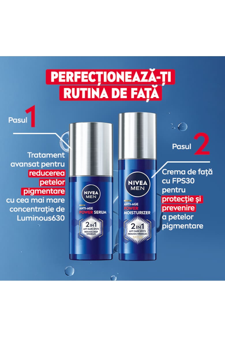 Nivea Men Serum Anti-Age Power 2in1 cu Acid Hialuronic si Luminous 630 30 ml - Pled.ro