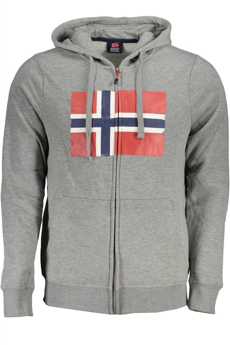 Norway Hanorac barbati cu fermoar si imprimeu cu logo grey - Pled.ro