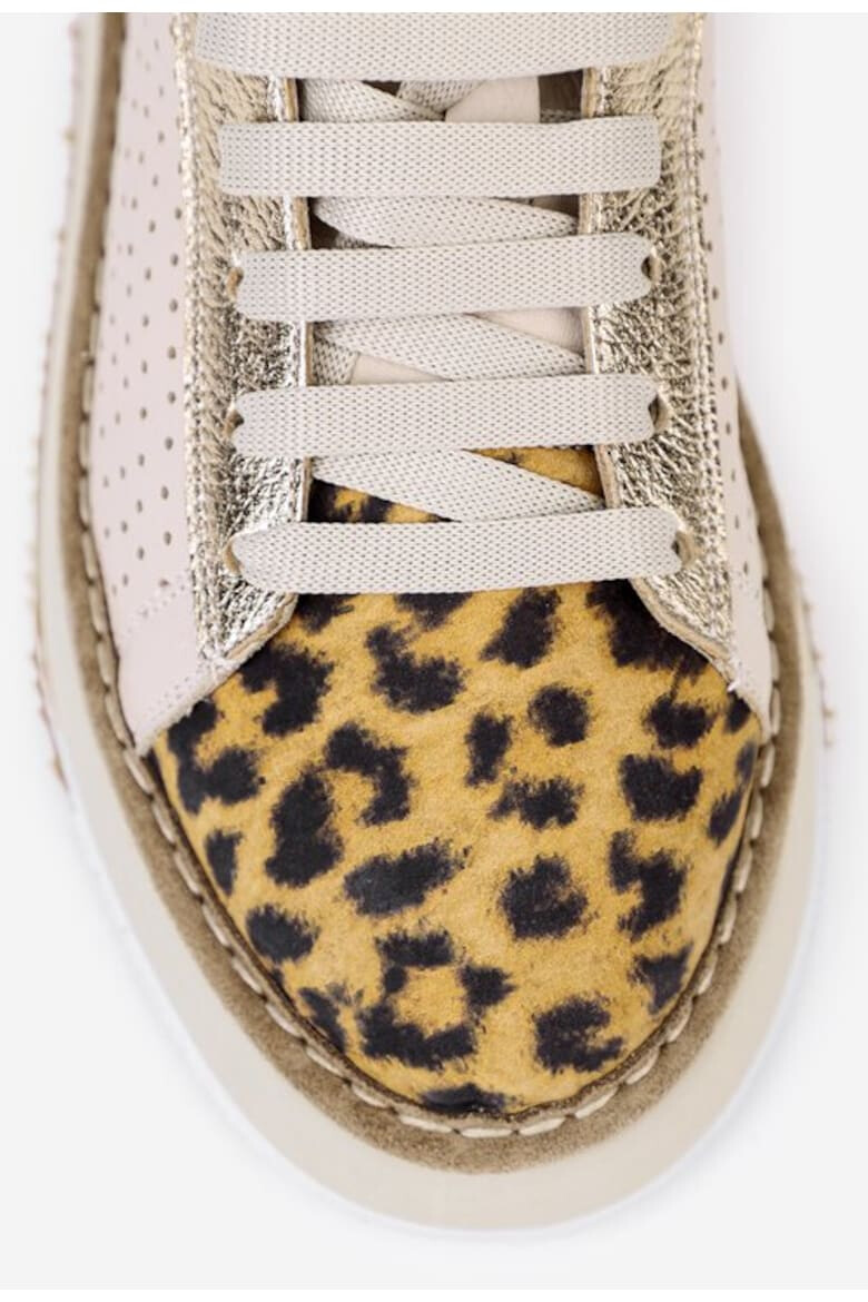 NUR Pantofi bej din piele cu model leopard - Pled.ro