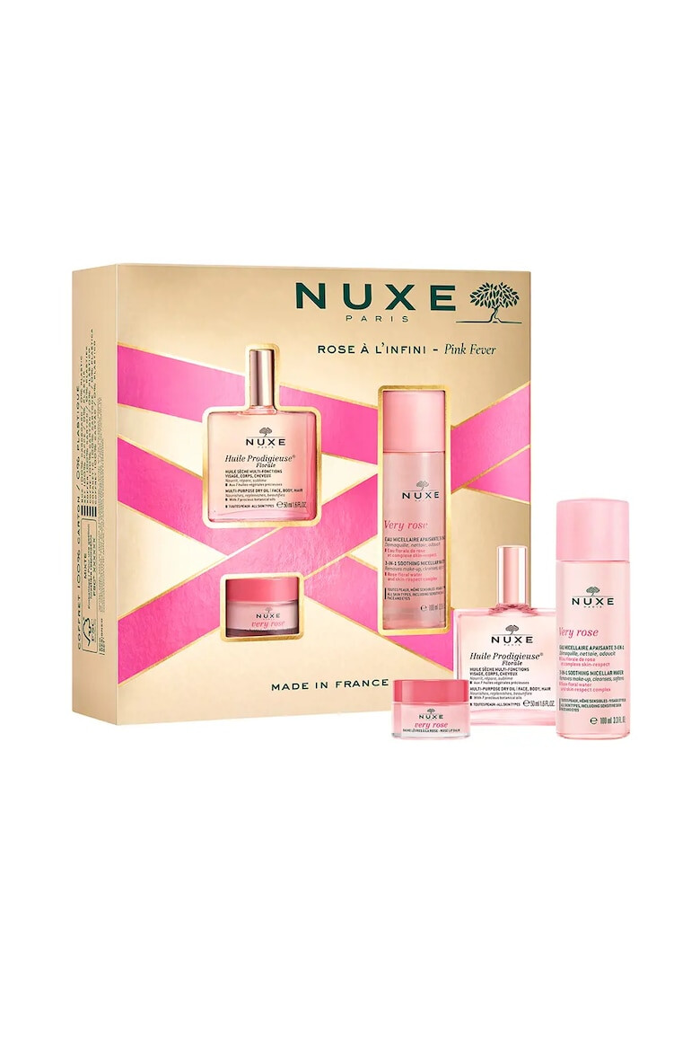 Nuxe Set Ulei uscat multifunctional 50 ml Balsam de buze 15 g Apa micelara 100 ml Huille Prodigieuse Rose - Pled.ro