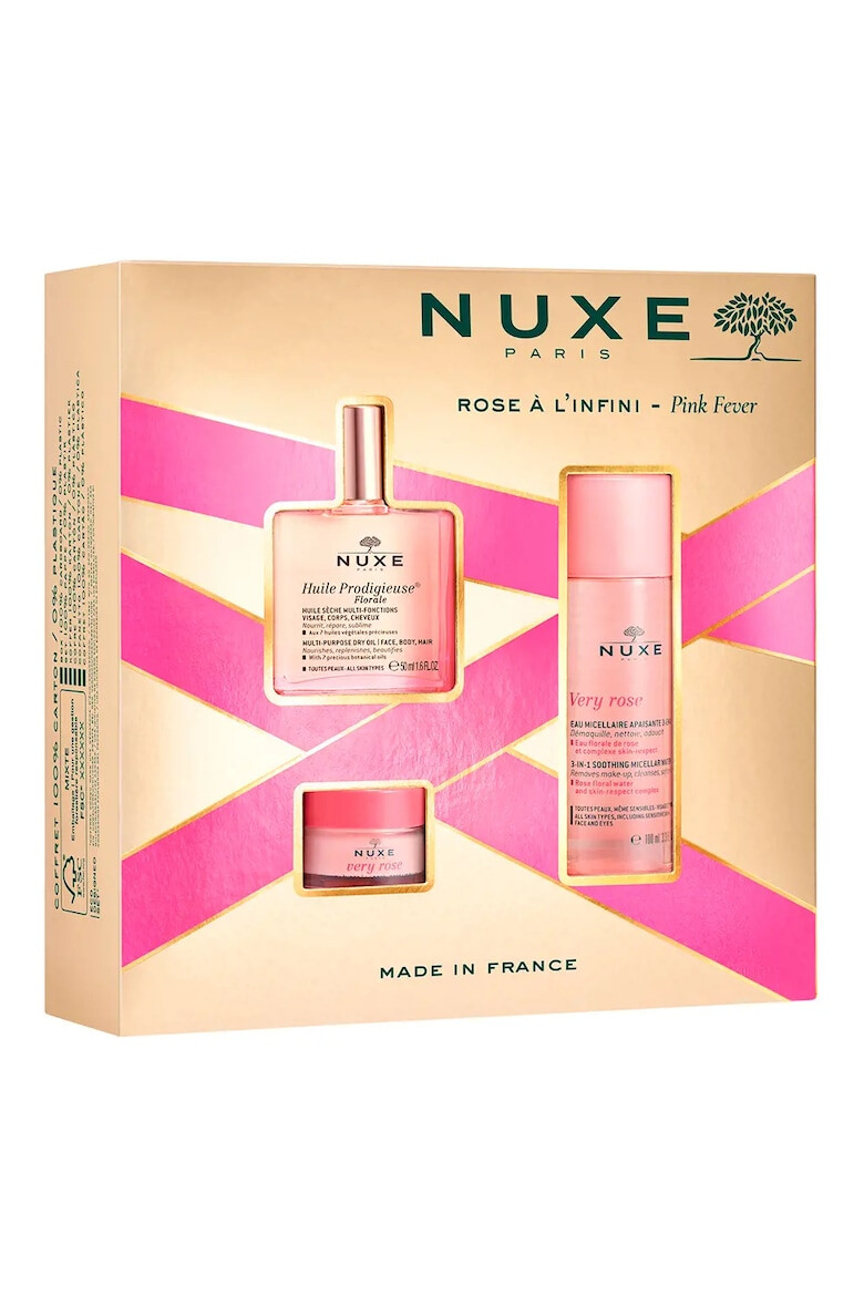 Nuxe Set Ulei uscat multifunctional 50 ml Balsam de buze 15 g Apa micelara 100 ml Huille Prodigieuse Rose - Pled.ro