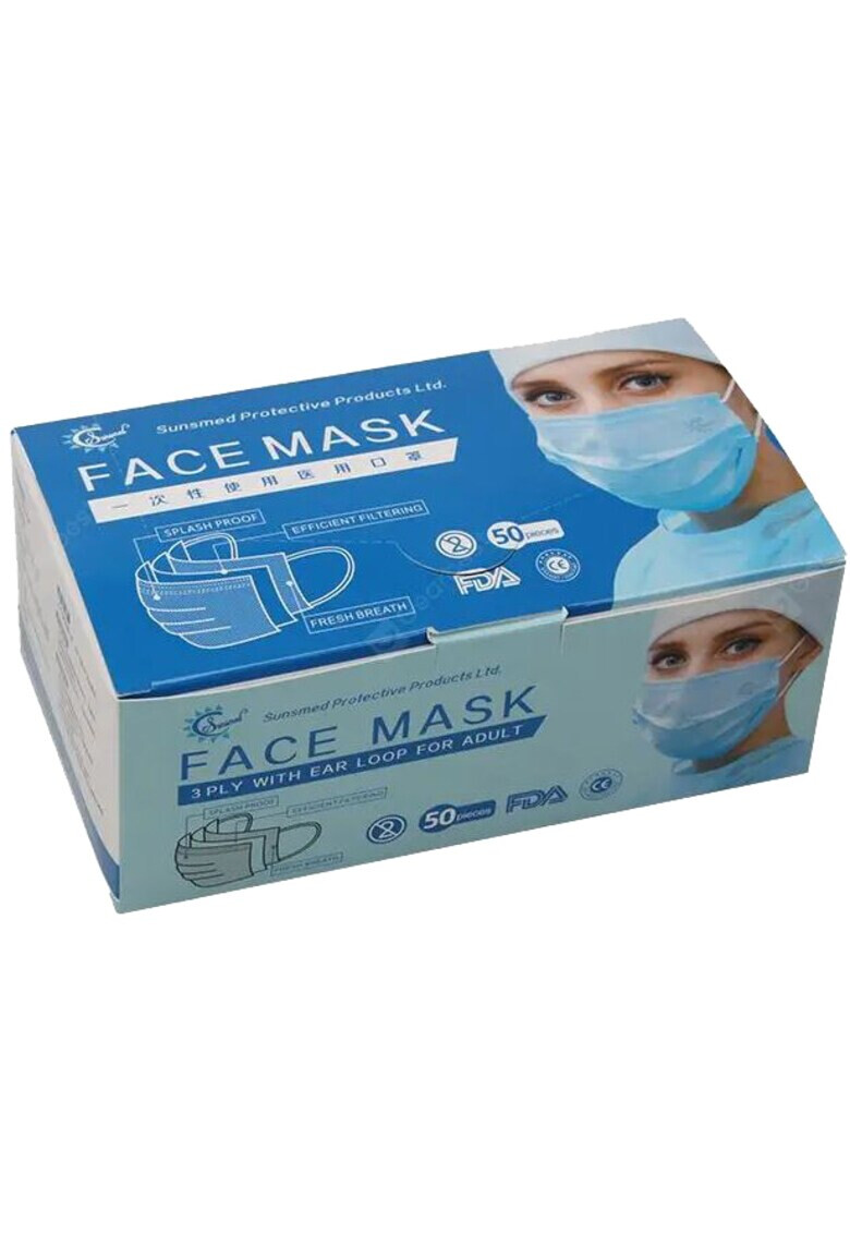 OEM Set 50 bucati Masti medicale faciale de unica folosinta nesterile BFE >98% tip II R - Pled.ro