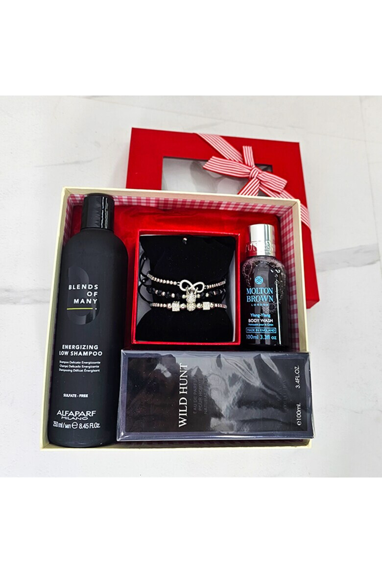 OEM Set Azure Allure Apa de Parfum Ard al Zaafaran Wild Hunt 100 ml Set 3 bratari din otel inoxidabil onix si zirconiu Gel de Dus Molton Brown Relaxing Ylang-Ylang 100 ml Sampon Alfaparf Rebalancing Low Shampoo Blends of Many 250 ml - Pled.ro